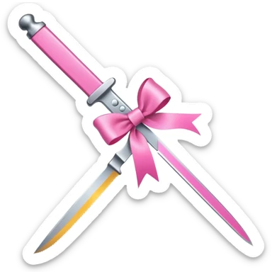 a knife with a pink ribbon bow sticker