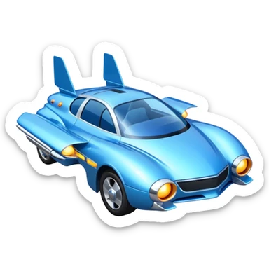 Flying Car – Sleek car with glowing thrusters, hovering above the road sticker