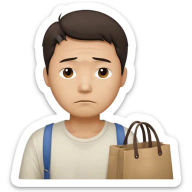 create image of chinese man in 1980 year, looks poor, sad, looking straight and tired sticker