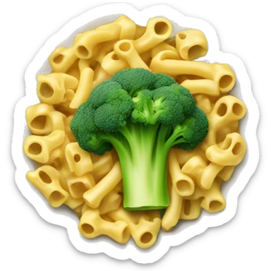 dish with macaroni and pieces of broccoli sticker