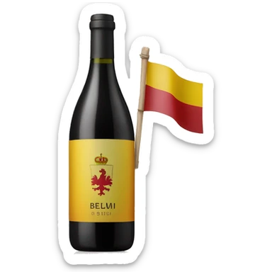 A wine bottle with the Belgium flag on the label sticker