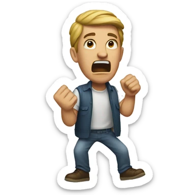 Man yelling at a wall sticker