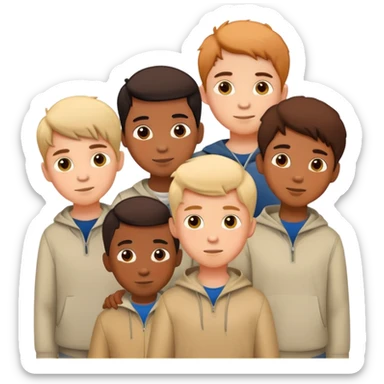 Seven boys standing together as a group sticker
