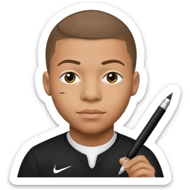 Mbappe met stift die een handtekening schrijft sticker