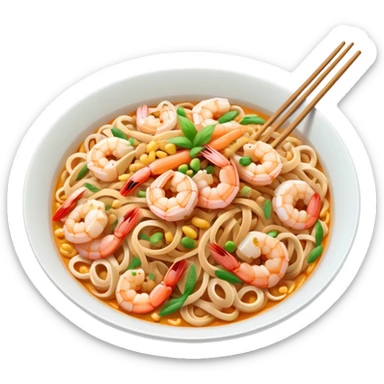 Thai pad thai noodles street food with pastel colors sticker