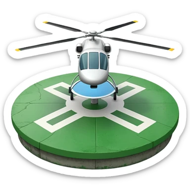 a helipad with a green surface and an H in the center sticker