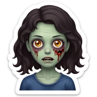 garota zumbi com cabelo escuro ondulado sticker