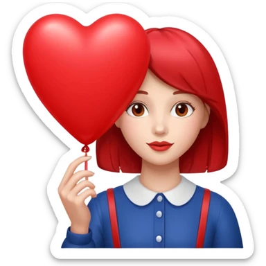 Lady with heart balloon sticker