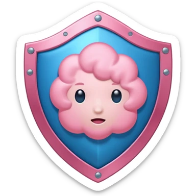 nube de estrés rosita y un escudo que representa el sistema inmune. sticker