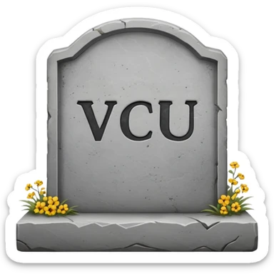 Tombstone with VCU written on it sticker