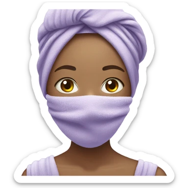 beautiful girl with a pastel purple towel on her head sticker