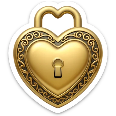 gold heart lock sticker