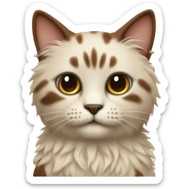 Creme with brown fluffy cat sticker