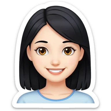 smiling girl with black hair sticker