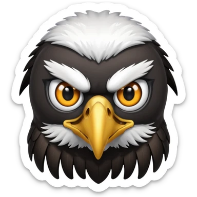 simple eagle emoji DOT eyes, only pupils, solid black , no iris, remove the white part of the eye sticker