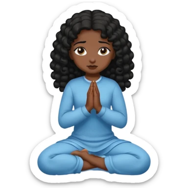 girl praying on knees curls black sticker
