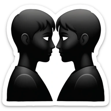 Two silhouettes merging together, one fading into the other, romantic concept sticker
