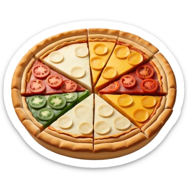 a pie chart sitting on top of a pizza  which has no other toppings sticker
