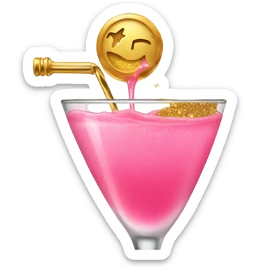 pink cocktail pouring with gold flakes sticker