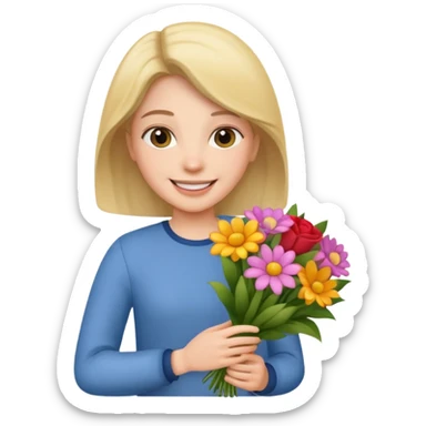 flower-holding person bouqet sticker