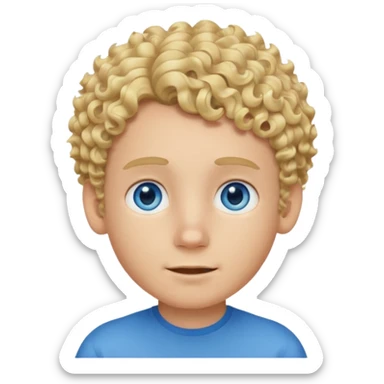 blonde boy with curly hair past his hears sticker