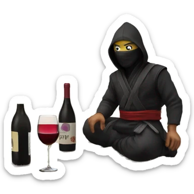 A ninja drinking some wine on a pier sticker
