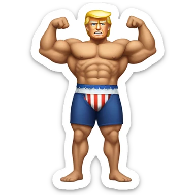 Donald Trump with muscles sticker