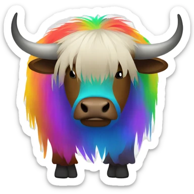 yak with colourful sad sticker