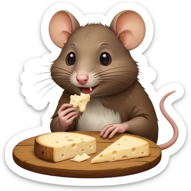 make a rat eating cheese sticker
