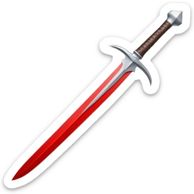 Double-edged arched sword with sticker