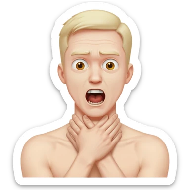 Hands crossed on neck a screaming man sticker