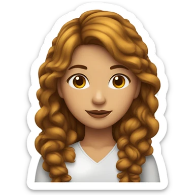 una chica pelirroja, pelo rizado largo, con ojos color miel y piel blanca sticker