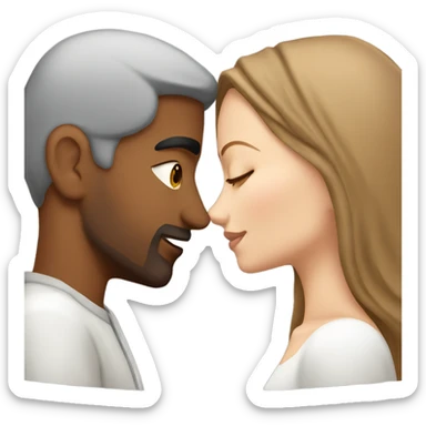 Arabian man and white girl with brown hair kissing sticker