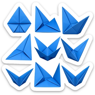 Blue origami sticker