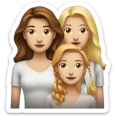 Three friends, one brunette, one blonde, one redhead sticker