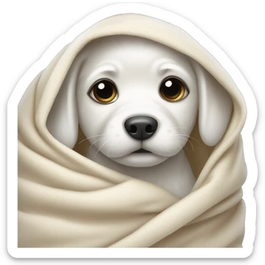 mini white puppy wrapped up in blanket  sticker
