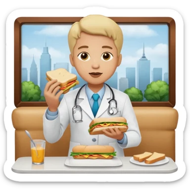 ligth doctor eating in restaurant full body sticker