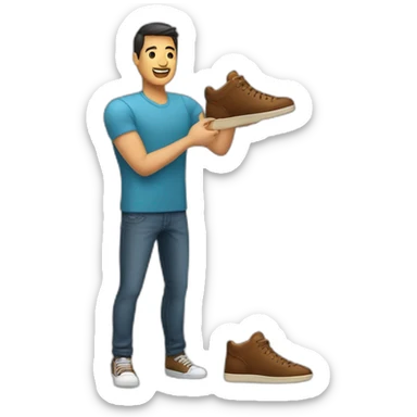 Cliente recibiendo zapatos de cuero sticker