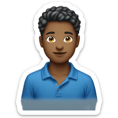 15 year old boy wearing polo blue t shirt sticker