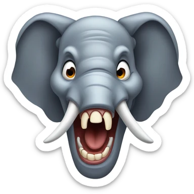 Mean scary elephant snarling with teeth  sticker