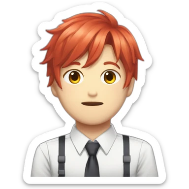 makima from chainsaw man with tied red hair a shirt and a a tie sticker