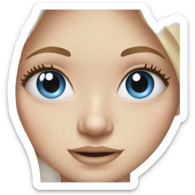 white girl applying cream on face blue eyes  long hair sticker