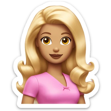 a cat with barbie vintage blond hair sticker