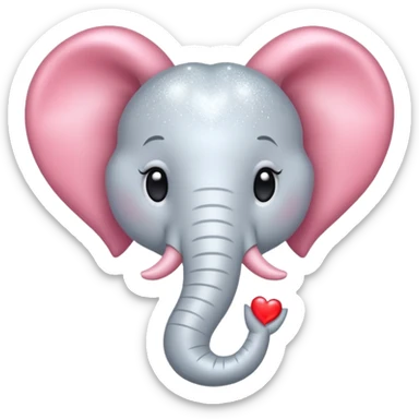 White Elephant with a glitter heart  sticker