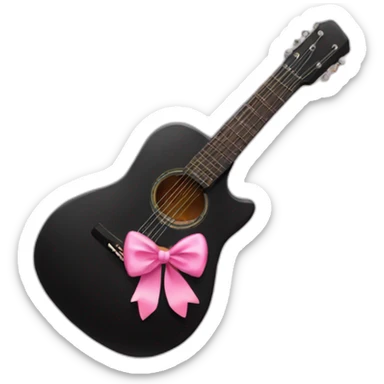 Black guitar with a coquette pink bow  sticker
