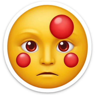 A circular yellow face with many close together red face herpes sores sticker