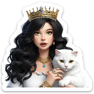 girl with cat and jewelry sticker