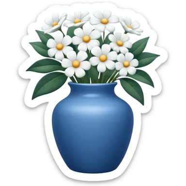 White Flowers in a blue vase sticker