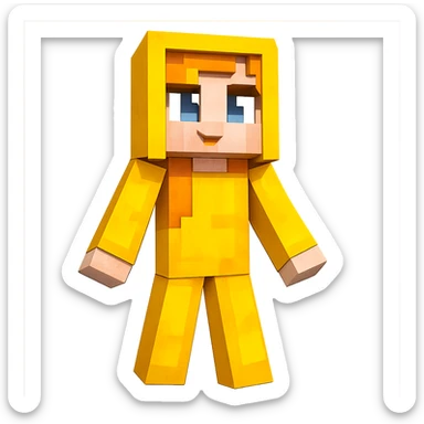 Extract the yellow human character on the top from the image, keeping a transparent background. Focus on isolating the character clearly with no other elements. sticker