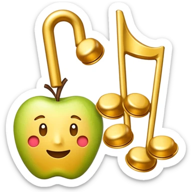 drei musiknoten in goldfarben ähnlich dem apple noten-emoji sticker
